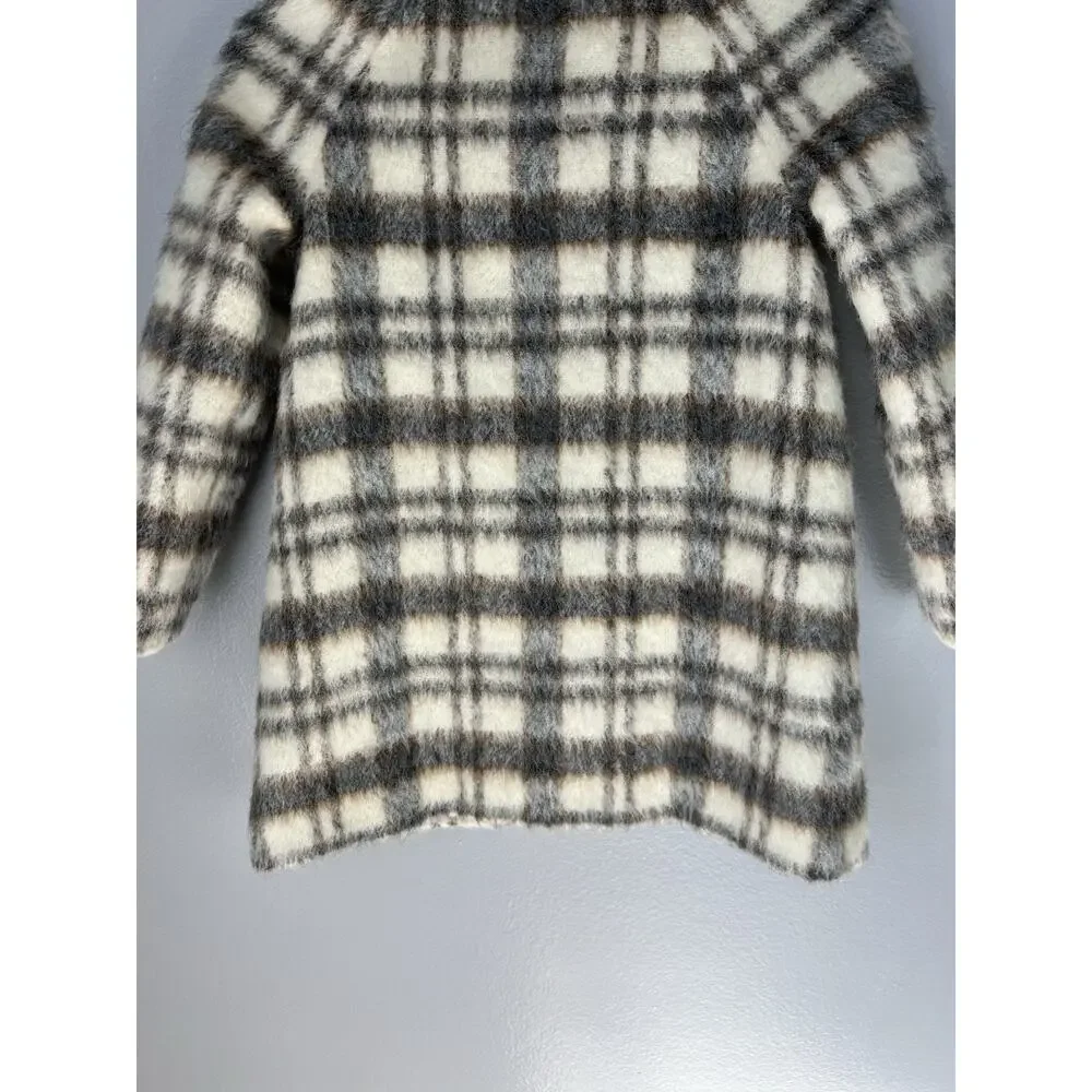 Bonpoint France Girls Wool Plaid Pea Coat Size 10 Mohair Alpaca Button Kids